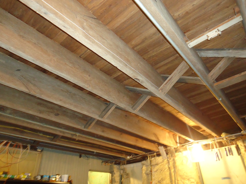 basement ceiling old house cross braces