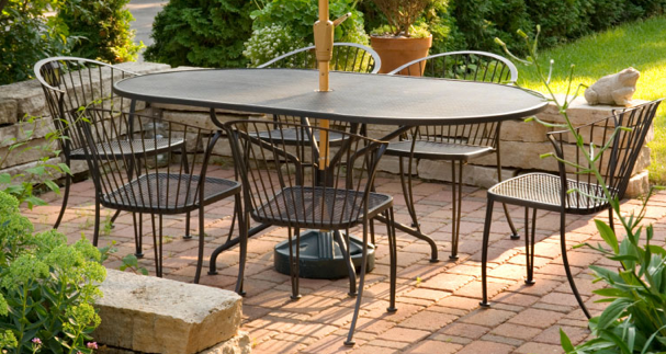 black metal outdoor furniture. black metal patio furniture concrete pavers outdoor