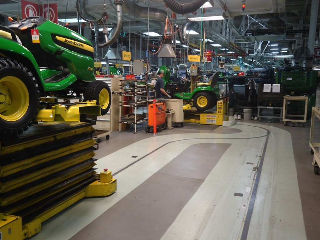 tractors moved along floor conveyors John Deere Horicon Works
