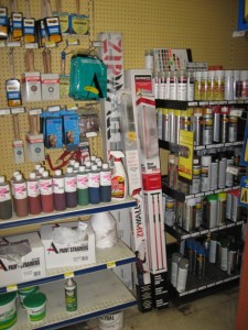 shelves at Budeke's Paints Fells Point Baltimore location