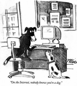 New Yorker cartoon :: On the internet, noone knows you're a dog