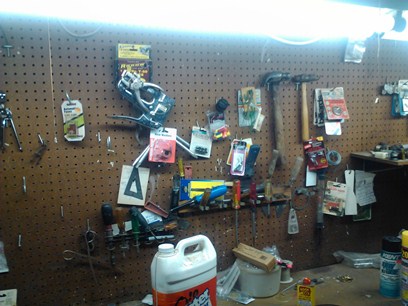 Pegboard Above a Workbench