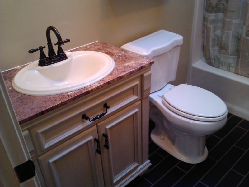 small bathroom remodel vanity Pfister faucet