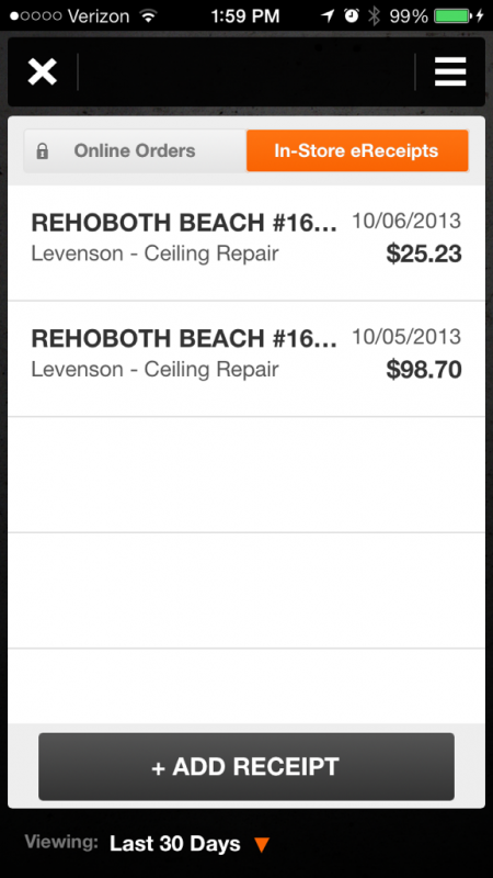 HD Pro App Receipts