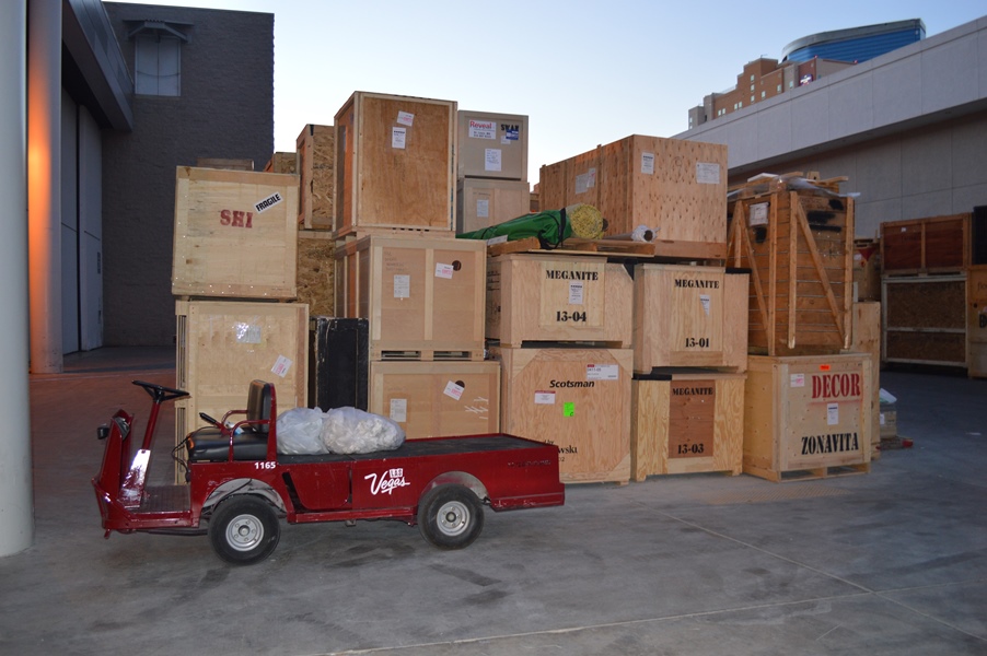 Boxes and a Red Motor Cart