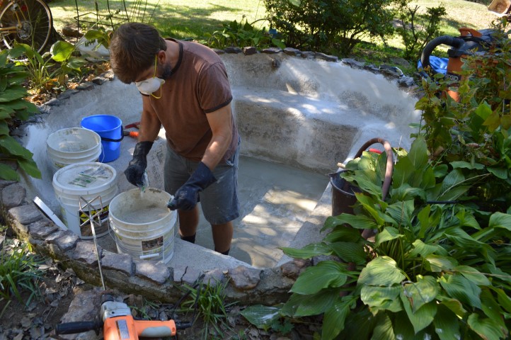 Landscaping | Restoring a Concrete Pond: Repairing Cracks, Parging & Sealing with Pond Shield Epoxy How To Repair A Concrete Pond