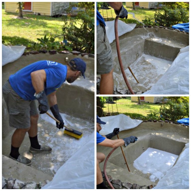 Landscaping Restoring a Concrete Pond Repairing Cracks, Parging