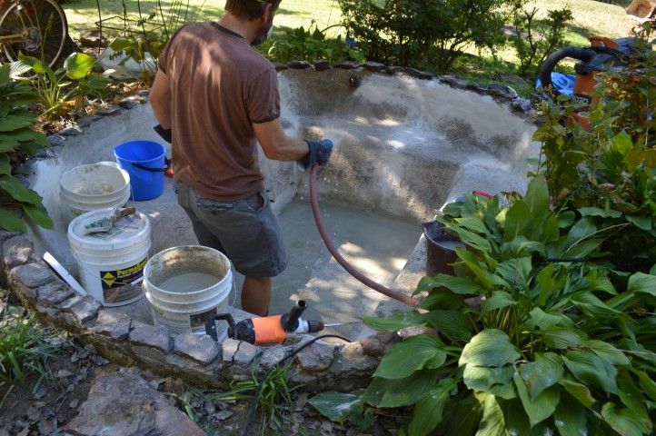 Landscaping | Restoring a Concrete Pond: Repairing Cracks, Parging & Sealing with Pond Shield Epoxy How To Repair A Concrete Pond